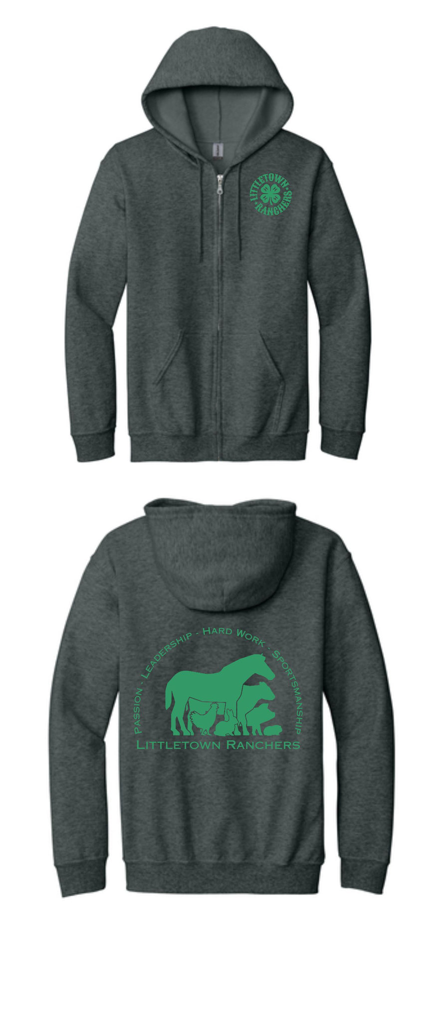 4H Shirts - Little Ranchers - Youth Zip Hoodie